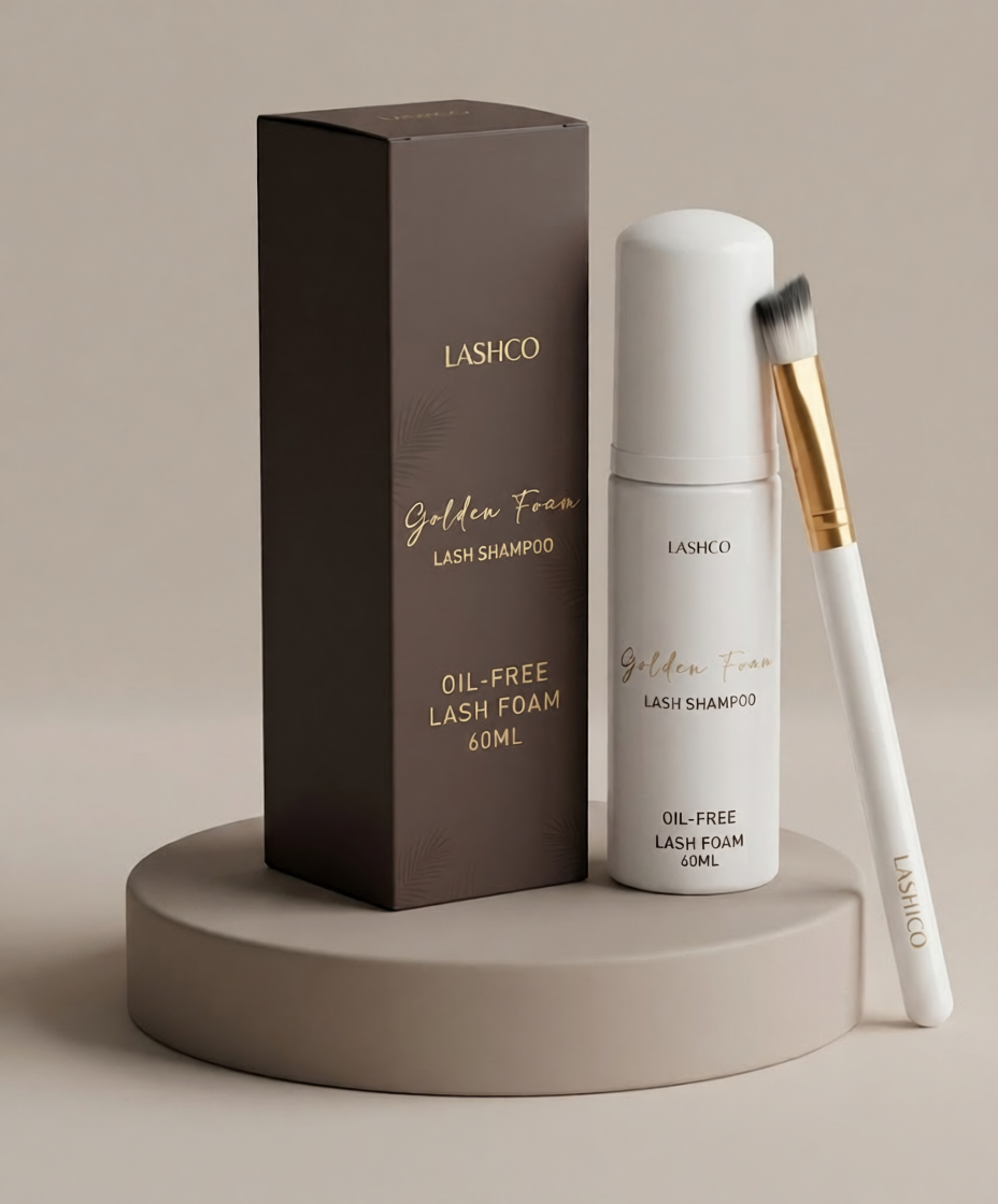 Lashico Lash Shampoo Bottle and Brush
